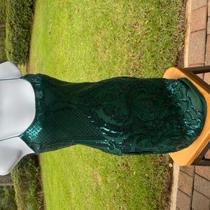 Emerald green lucy in the sky sequin mini dress.